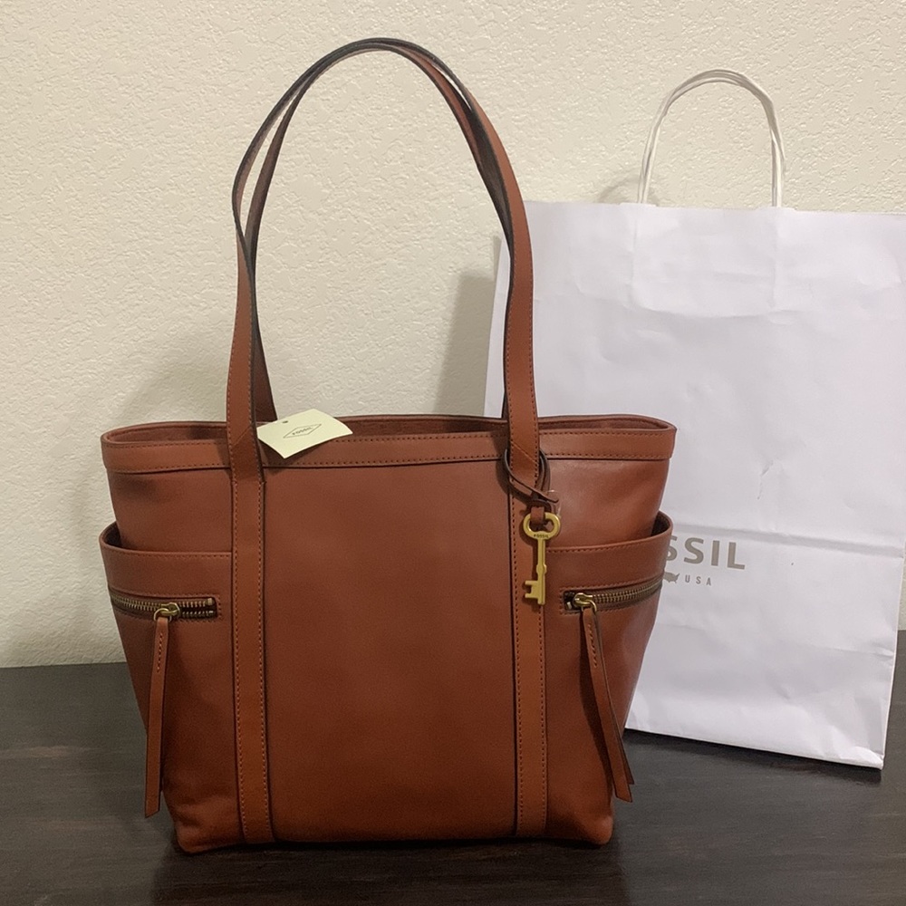 Fossil Women's Brown Leather Tote Bag